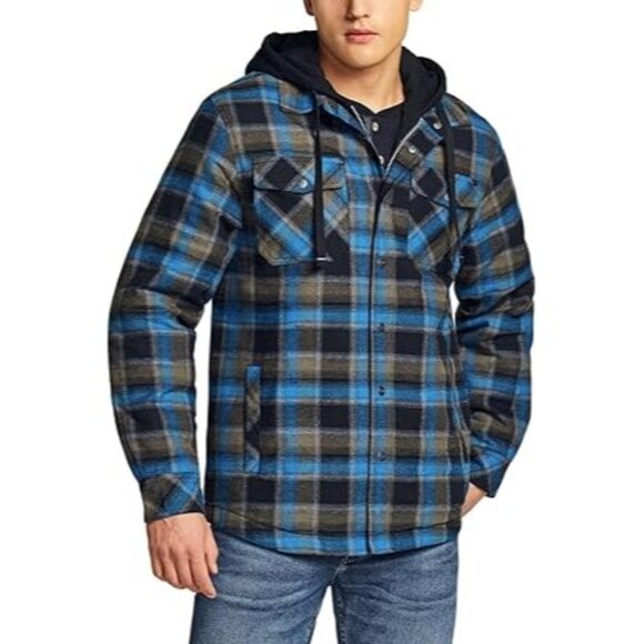 CQR Other - CQR Men's Quilted Lined Flannel Hooded Shirt Jacket Size S In River Plaid